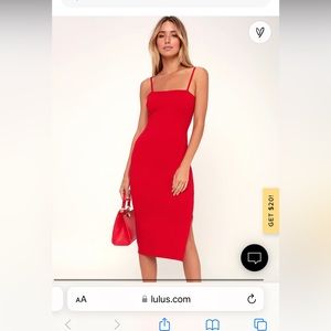 Paulina Red Bodycon Midi Dress
